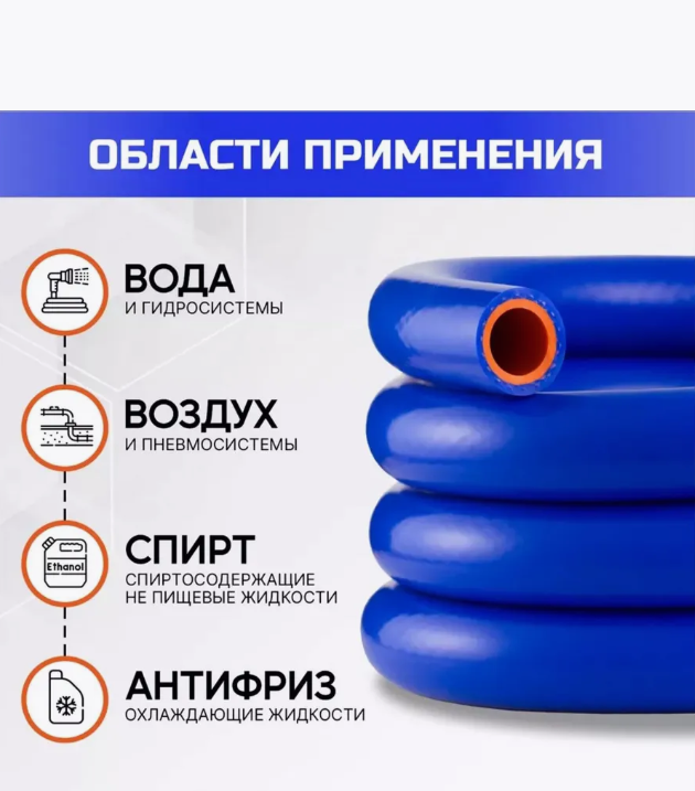 Шланг силиконовый с нитяным усилением ф16х24-0,3 (синий-красный) (бух. 20 м.)