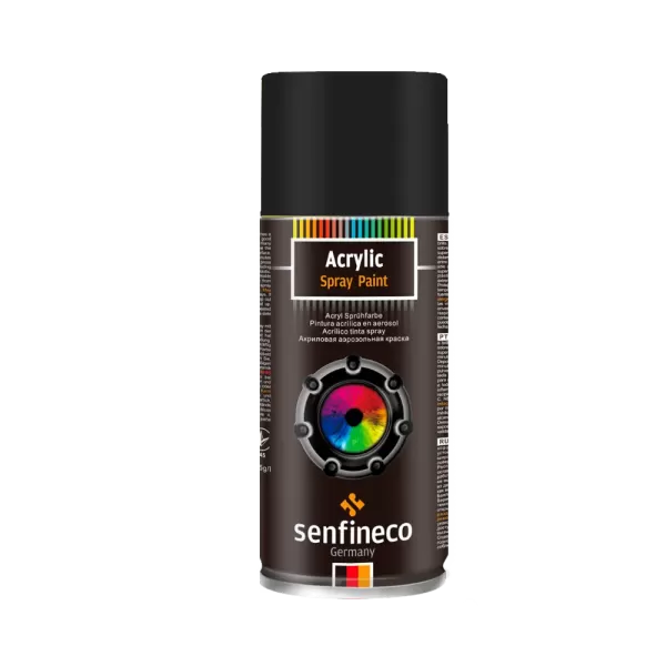 4039 Акриловая краска-спрей SENFINECO Paint Acrylic Black глянцевая (черная) 400мл RAL9005