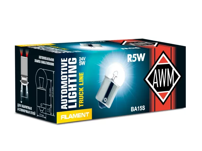 Лампа накаливания AWM R5W 24V 5W (BA15S)