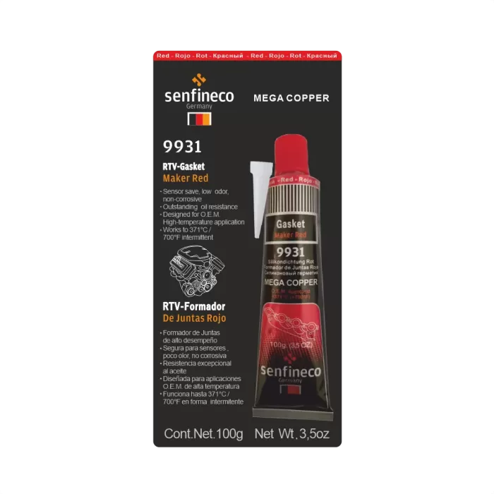9931 Силиконовый герметик красный SENFINECO RTV-Gasket Maker Red 100 г